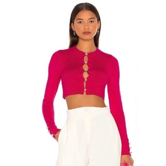Lovers And Friends Pink Pearls Cardigan Sz XL Short Barbie - Picture 1 of 7